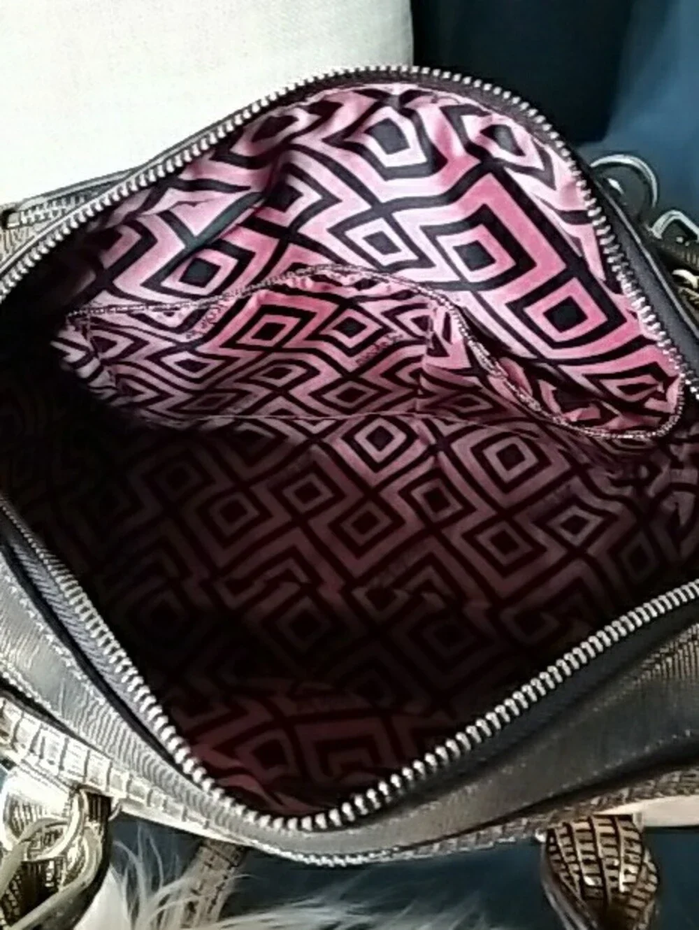 Nicole Lee Metallic Brown Satchel with Multicolor Beadwork